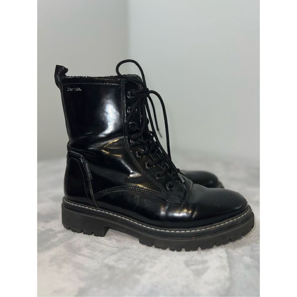 BENCH Women’s Lace Up Black Moto Combat Boots 10